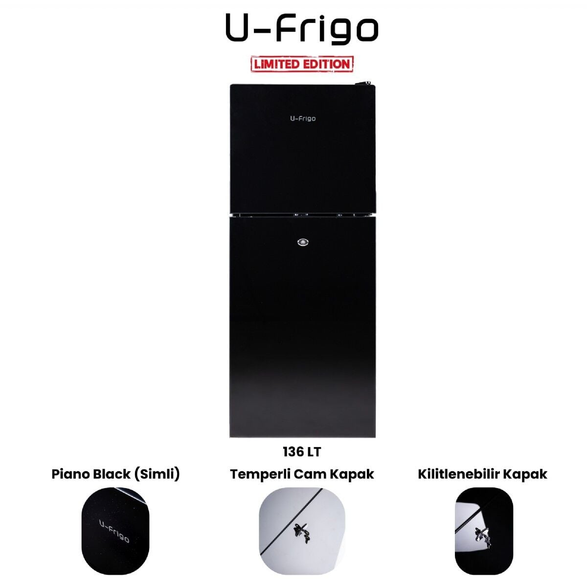 U-Frigo 136 LT Limited Edition 12/24V Kompresörlü Buzdolabı SİYAH